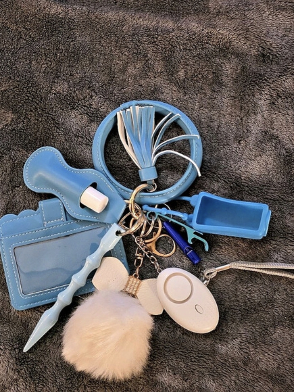 Blue & White Keychain Wallet Card Holder Set